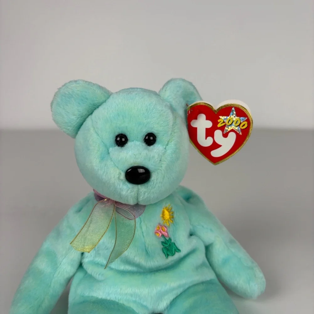 Ty Beanie Baby Teal Ariel Teddy Bear Plush‎ Toy 2000 PE Pellets